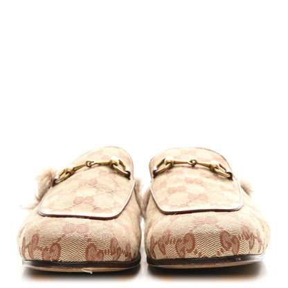 Gucci GG Monogram Fur Mens Princetown Slippers 9 Beige Ruggine Rust 3 of 10