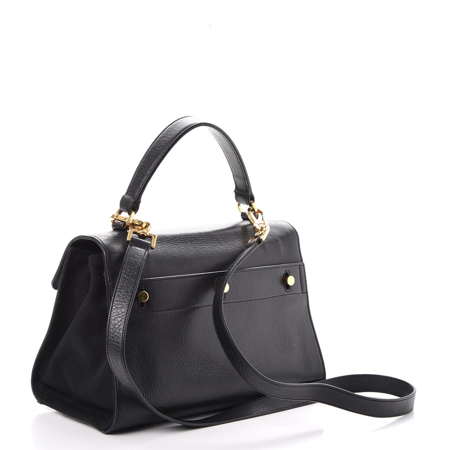 Calfskin Canvas Small Muse Two Black
