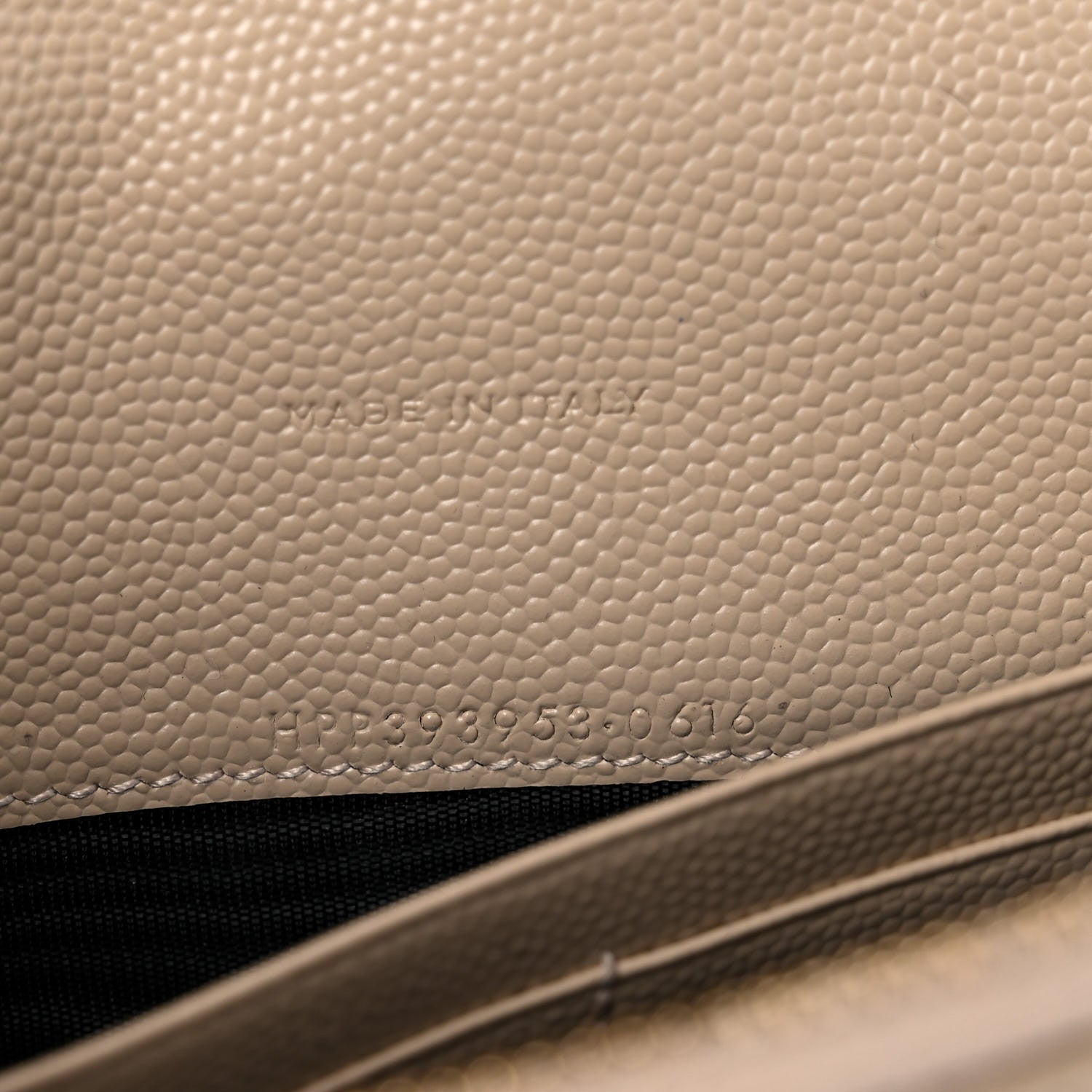 Saint Laurent Grain De Poudre Matelasse Chevron Monogram Envelope Chain Wallet Dark Beige 9 of 16