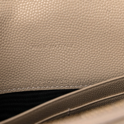 Saint Laurent Grain De Poudre Matelasse Chevron Monogram Envelope Chain Wallet Dark Beige 9 of 16