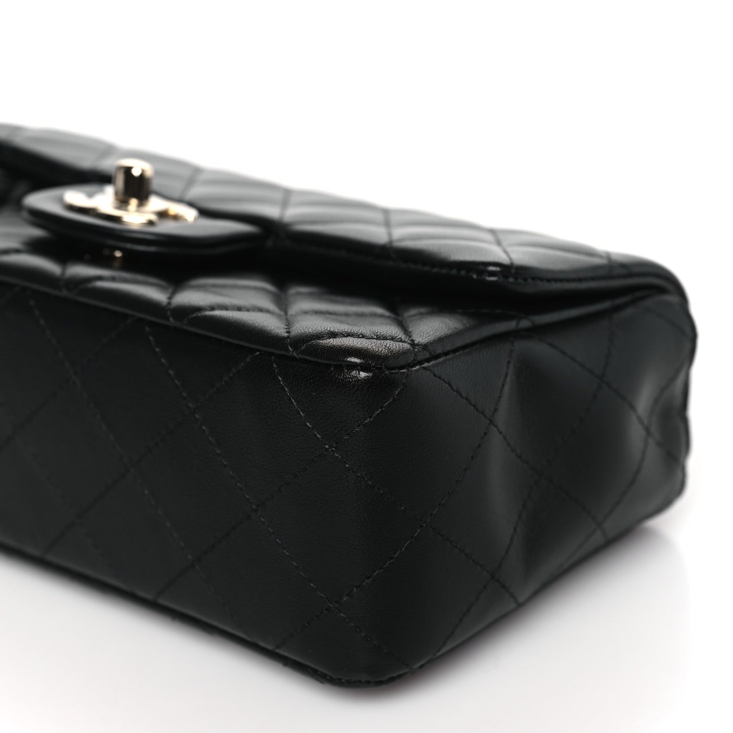 Lambskin Quilted Mini Rectangular Flap Black