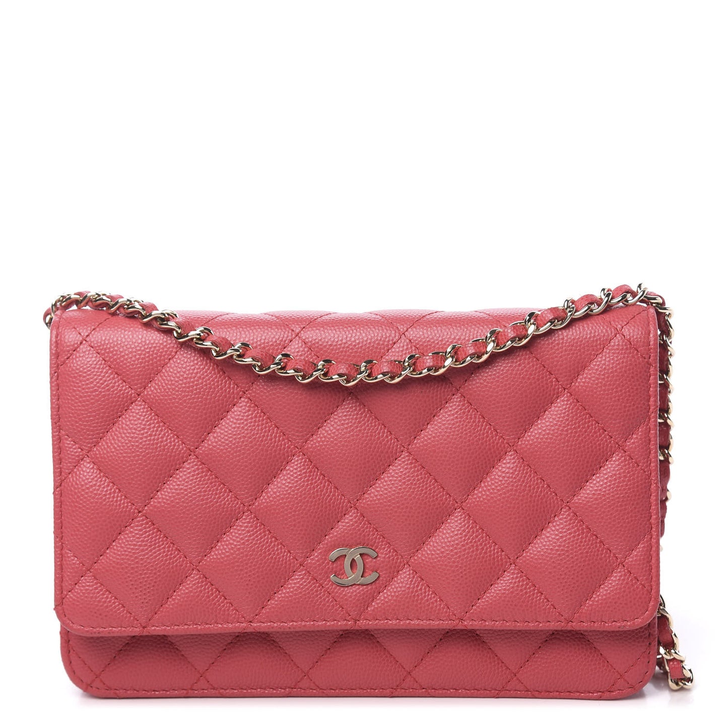 Caviar Quilted Wallet On Chain WOC Pink