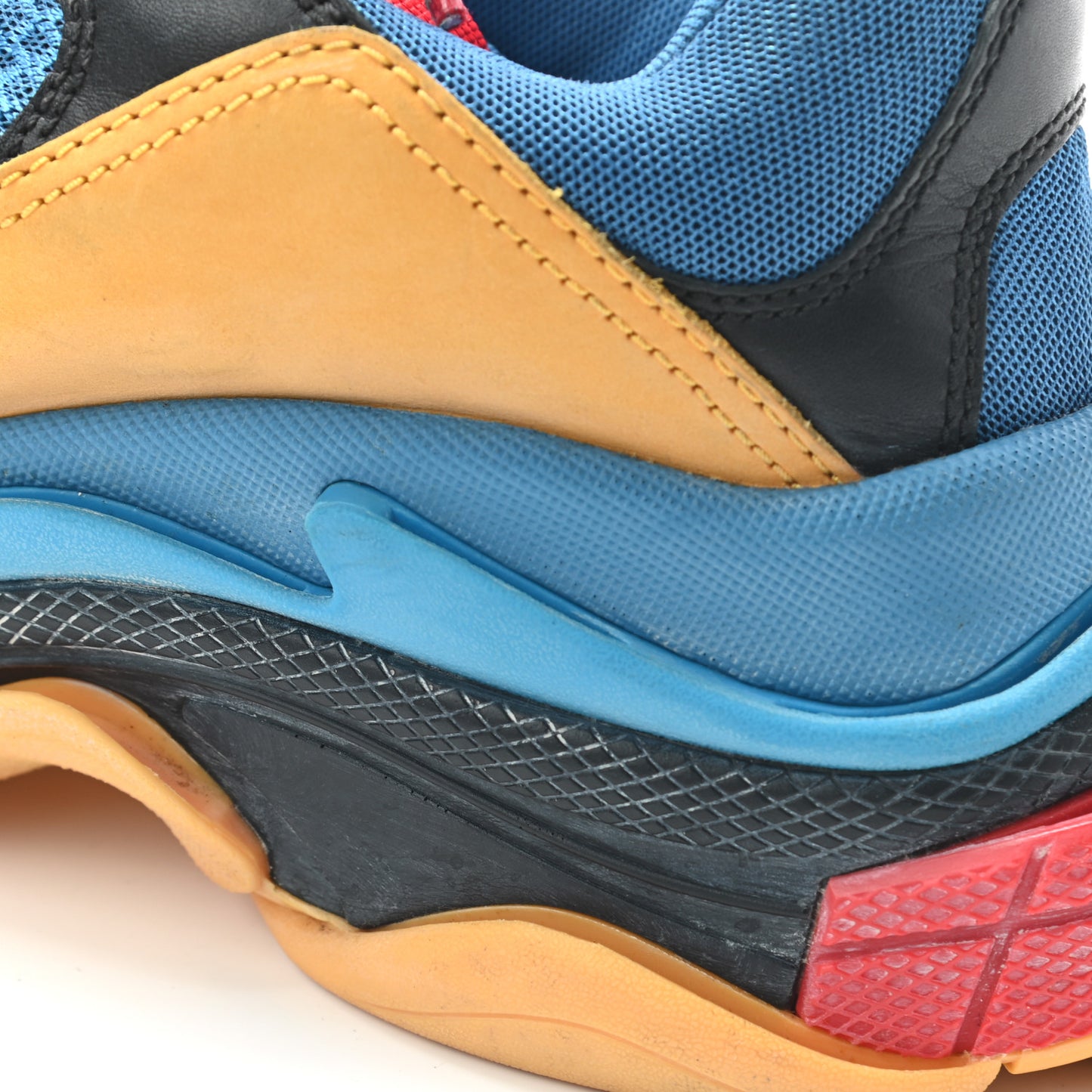 Fabric Mesh Nappa Mens Triple S Sneakers 42 Bleu Orange