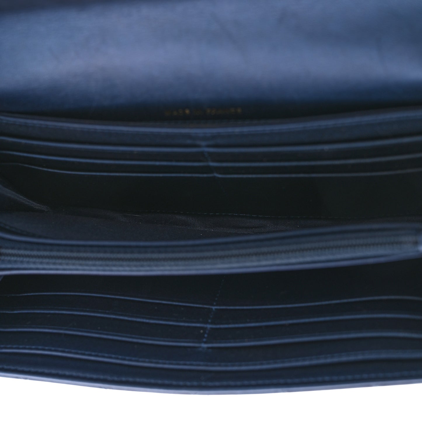 Metallic Lambskin Quilted Large Boy Gusset Flap Wallet Blue