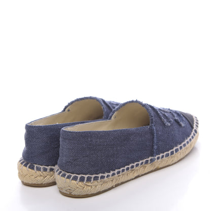 Chanel Denim Toile CC Espadrilles 36 Navy Black 4 of 14