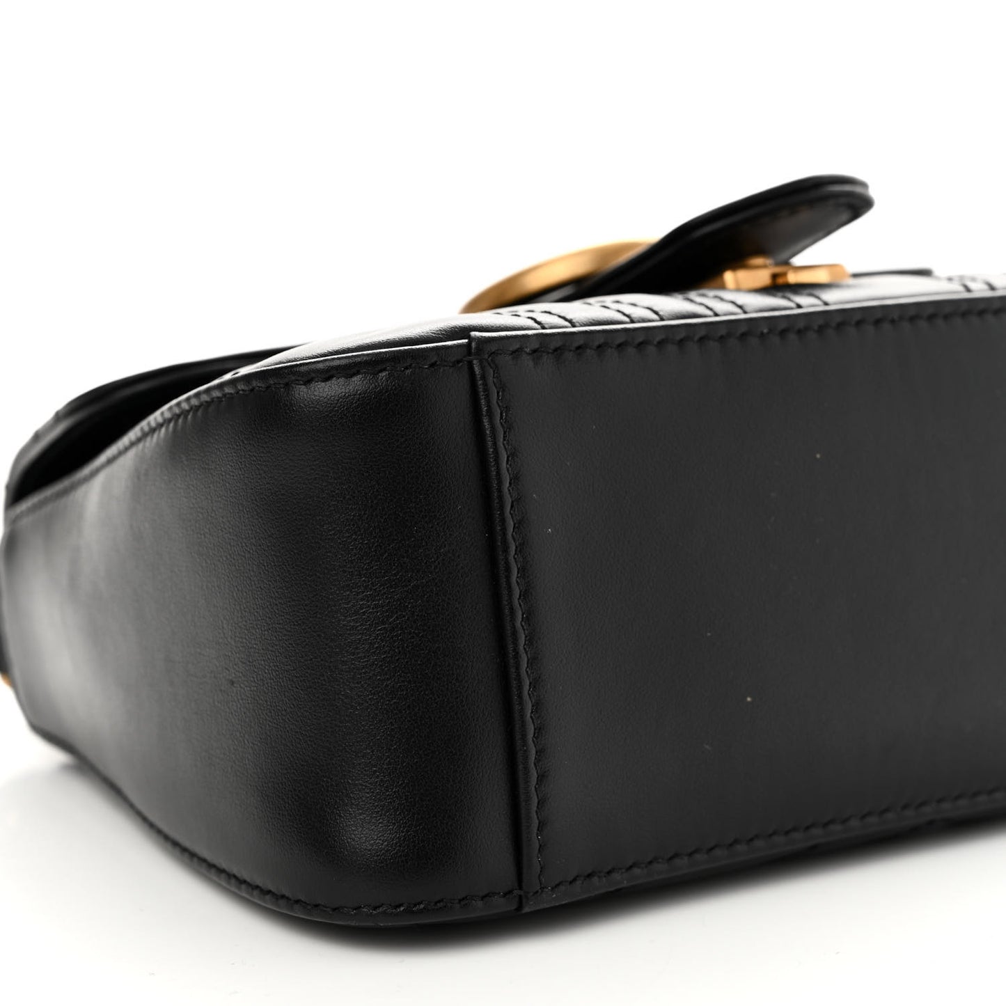 Calfskin Matelasse Mini GG Marmont Top Handle Shoulder Bag Black