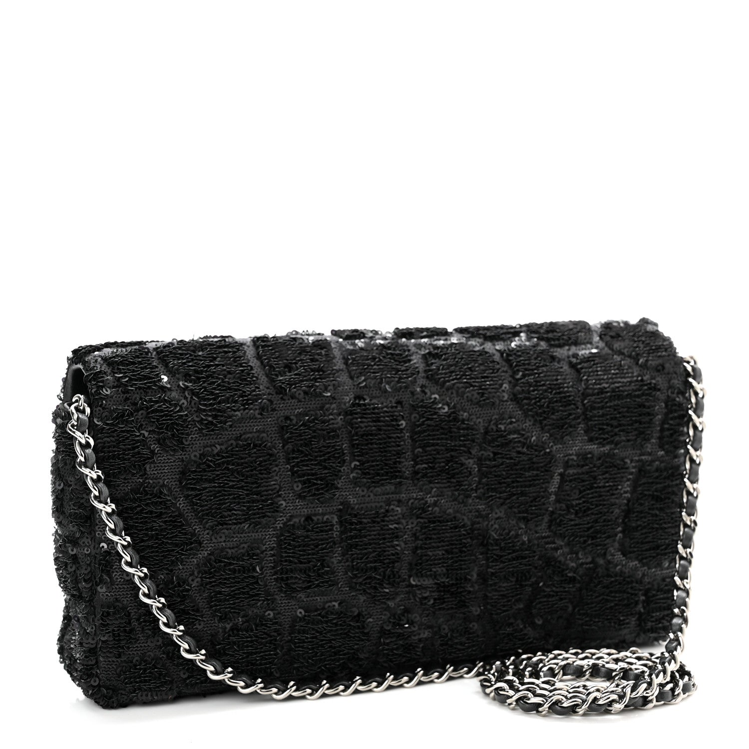 Chanel Sequin Single Flap Black 3 of 10