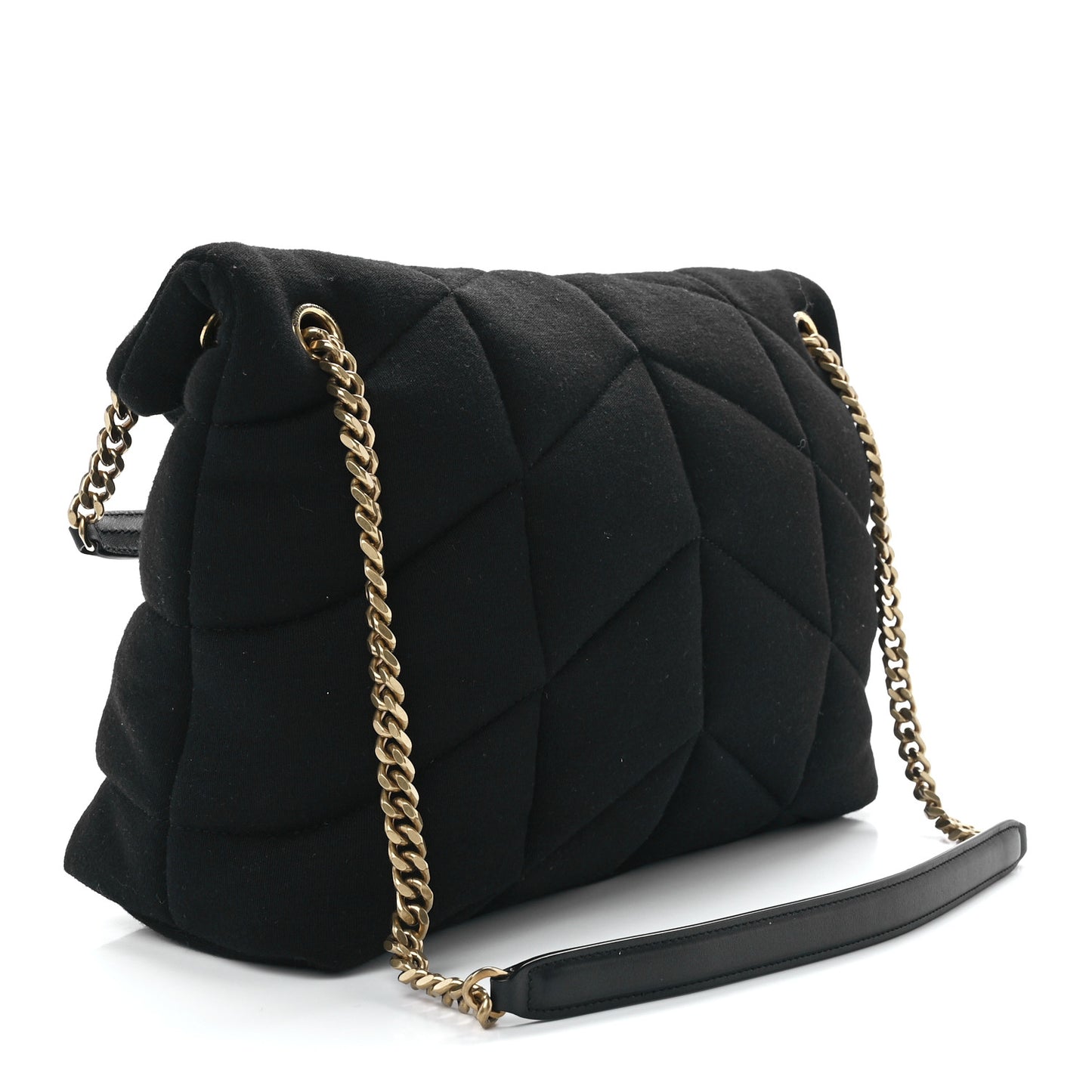 Wool Jersey Quilted Medium Loulou Puffer Monogram Chain Black