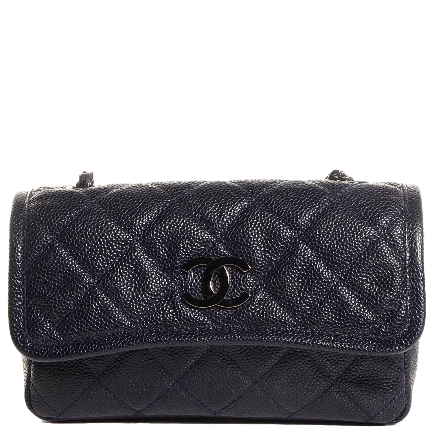 Chanel Grained Calfskin Small Natural Beauty Flap Navy Blue 1 of 8