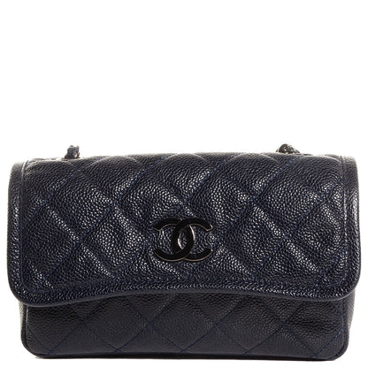 Chanel Grained Calfskin Small Natural Beauty Flap Navy Blue 1 of 8