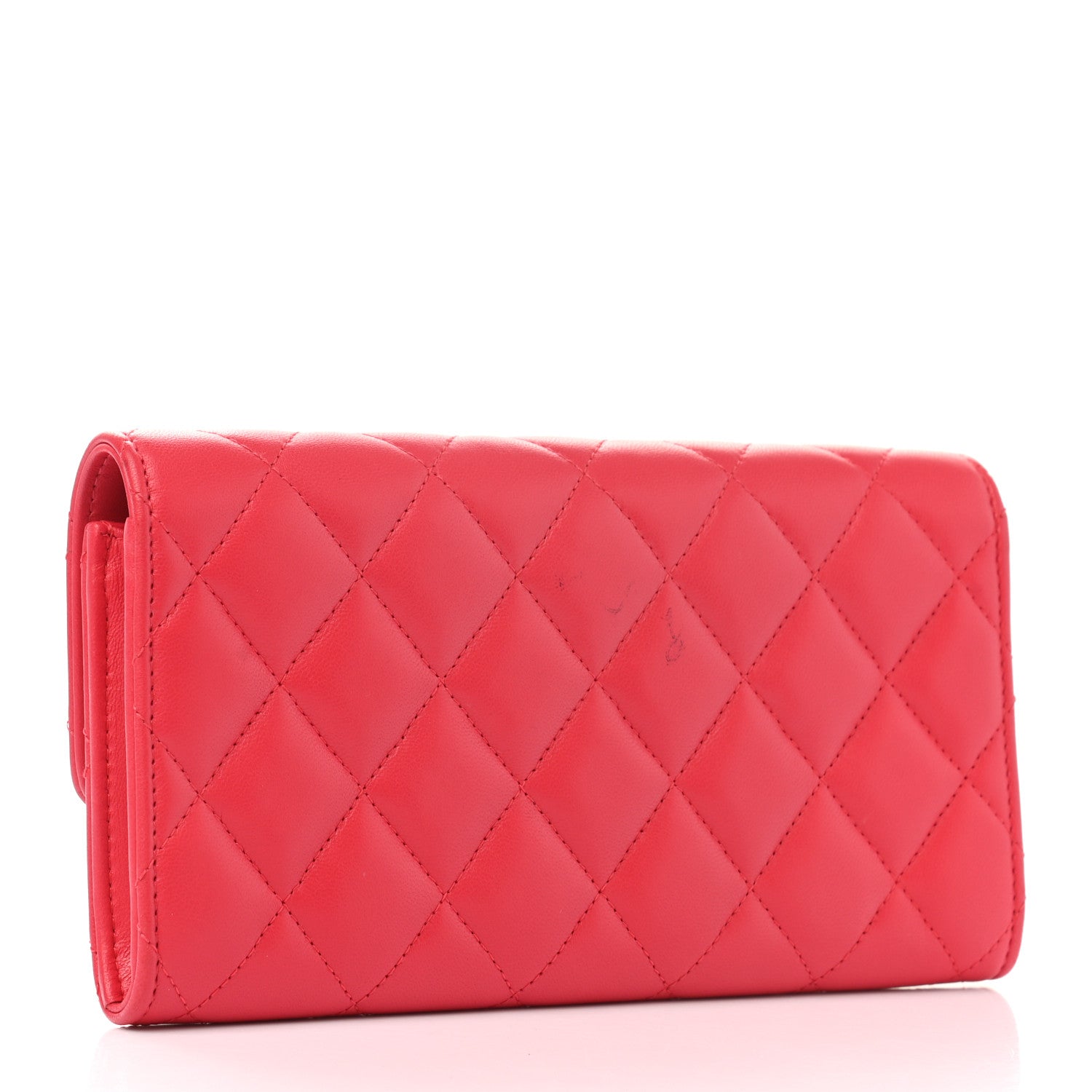 Chanel Lambskin Quilted Large Gusset Flap Wallet Red 3 of 12