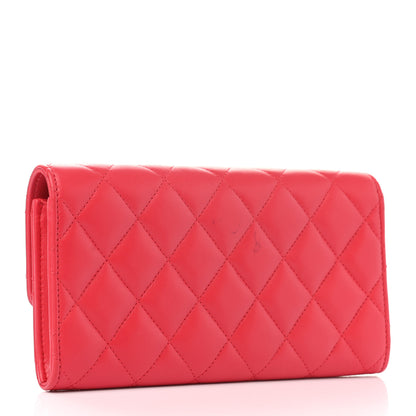 Chanel Lambskin Quilted Large Gusset Flap Wallet Red 3 of 12