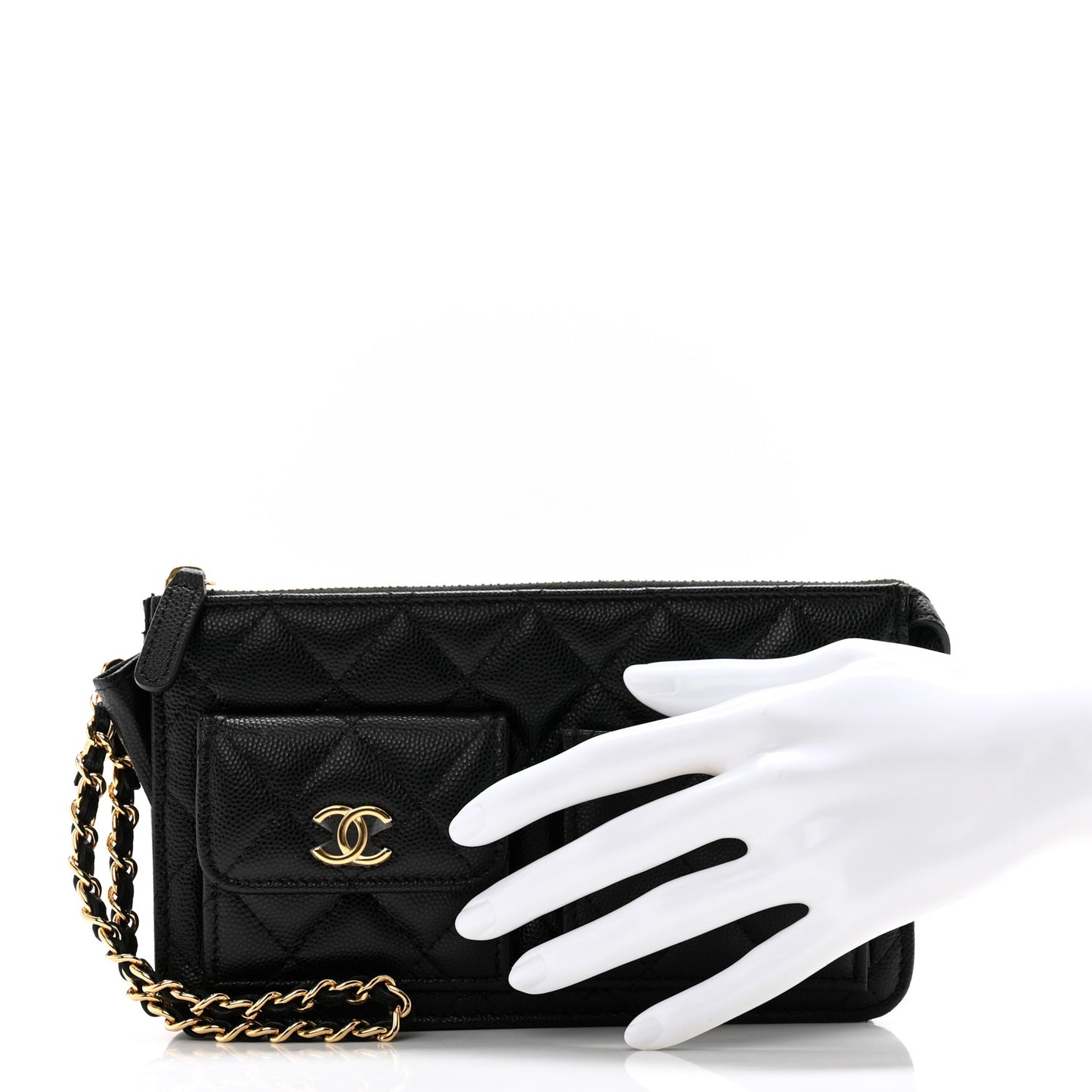 Caviar Quilted Polly Pocket Pouch Black