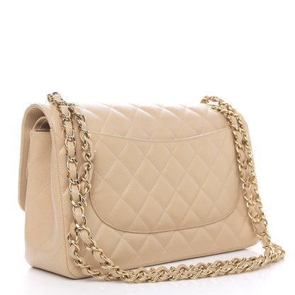 Chanel Caviar Quilted Jumbo Double Flap Light Beige 3 of 16
