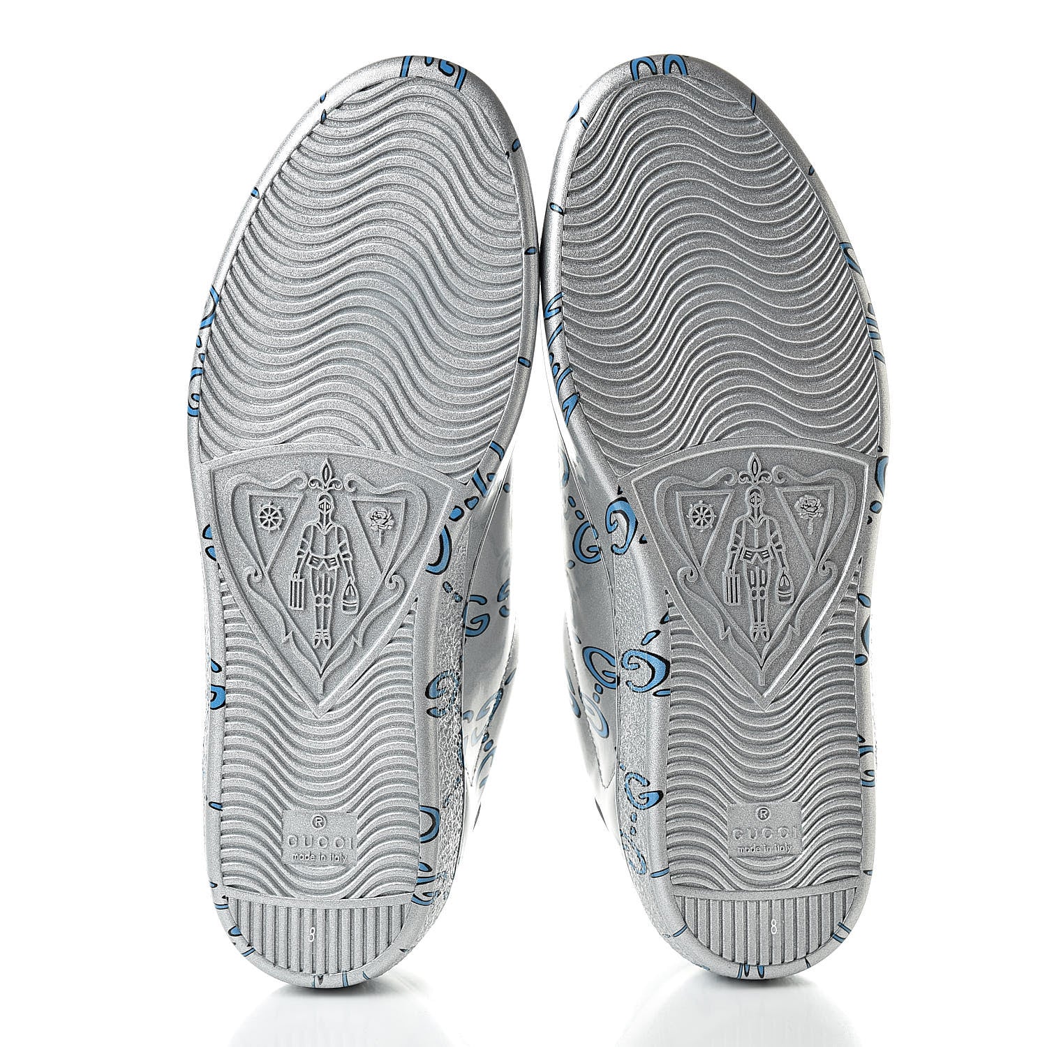 Gucci Miro Rubber Wax GucciGhost Print Mens New Ace Sneakers 8 Silver 5 of 10