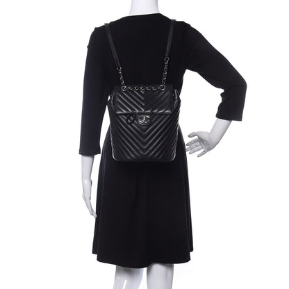 Chanel Calfskin Chevron Quilted Small Urban Spirit Backpack Black 3 of 10
