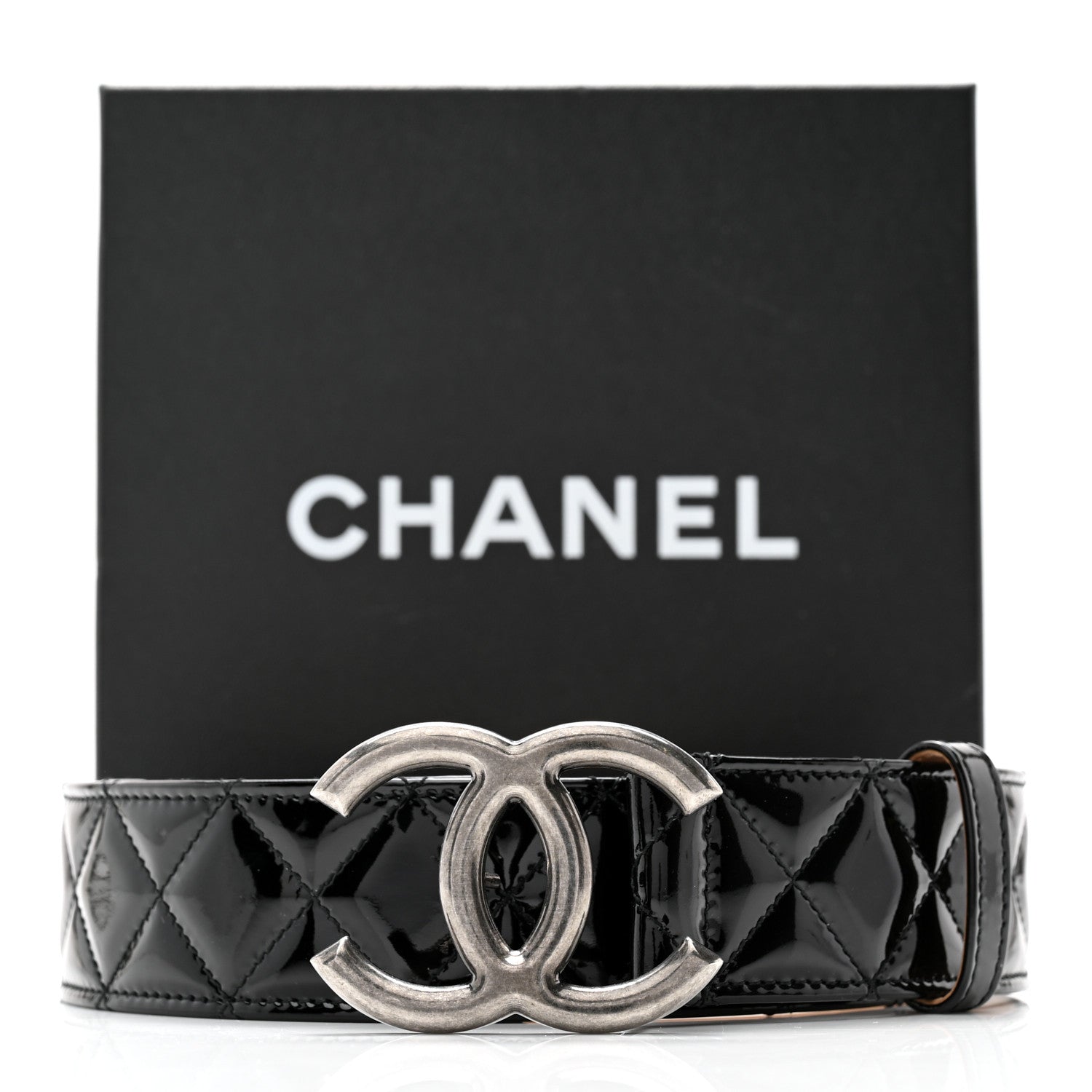 Chanel Patent Calfskin Quilted CC Belt 85 34 Black 9 of 9