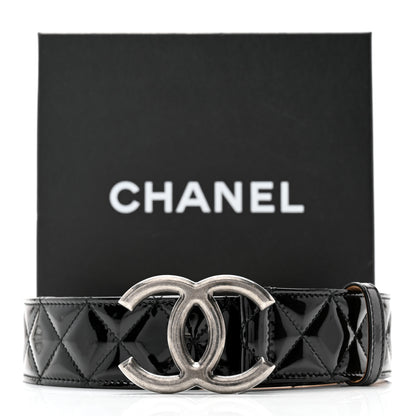 Chanel Patent Calfskin Quilted CC Belt 85 34 Black 9 of 9