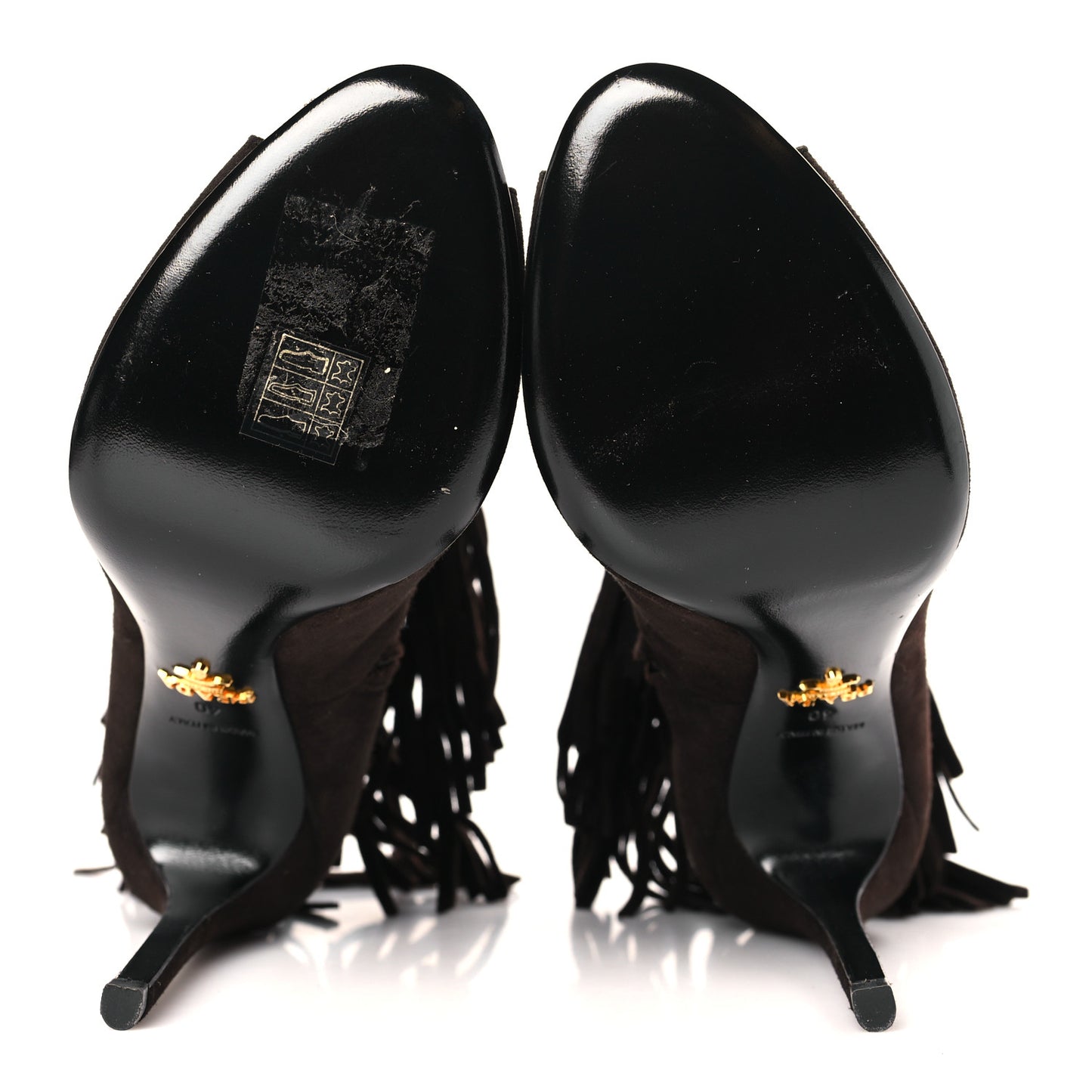 Suede Fringe Peep Toe Bootie 40 Dark Brown
