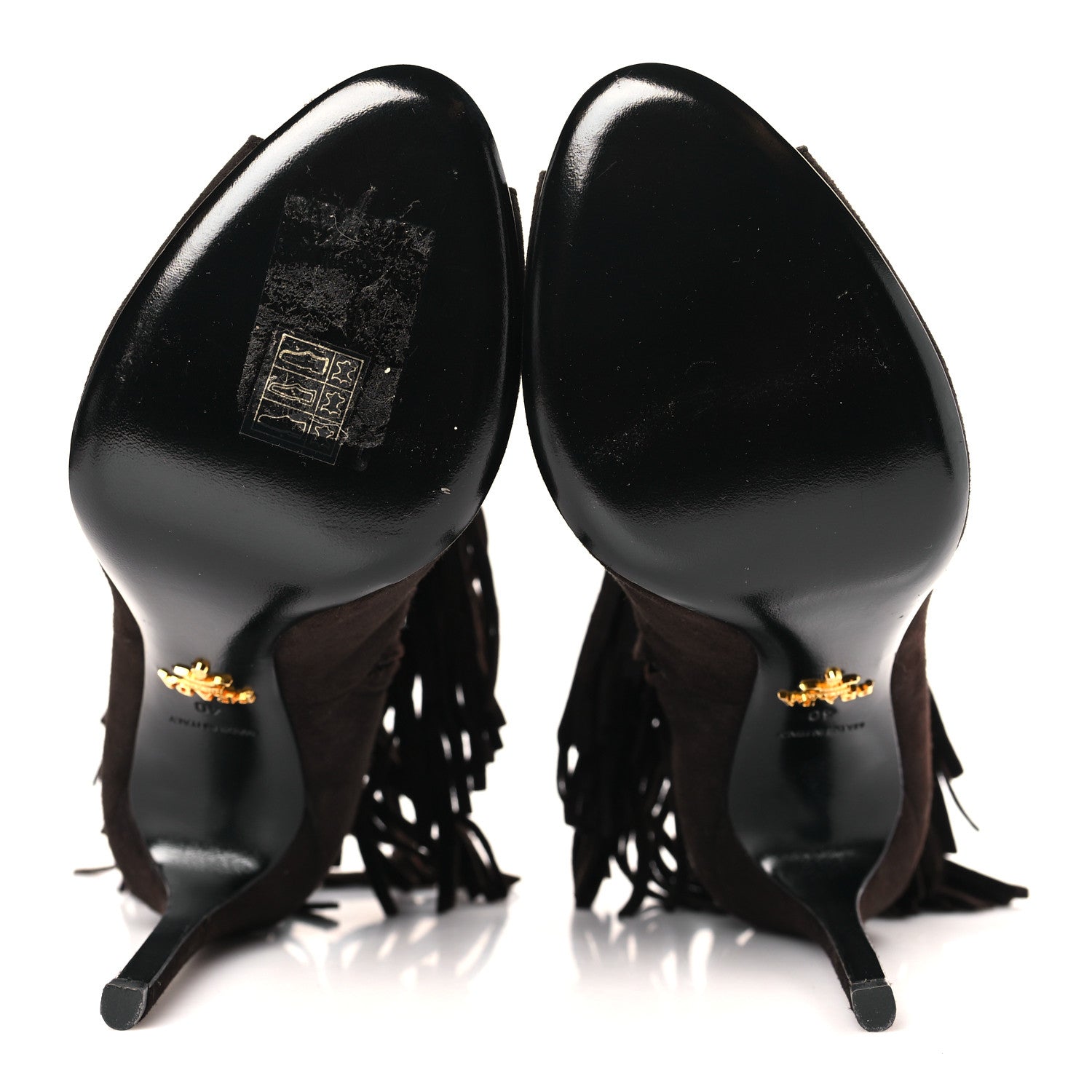 Prada Suede Fringe Peep Toe Bootie 40 Dark Brown 5 of 7