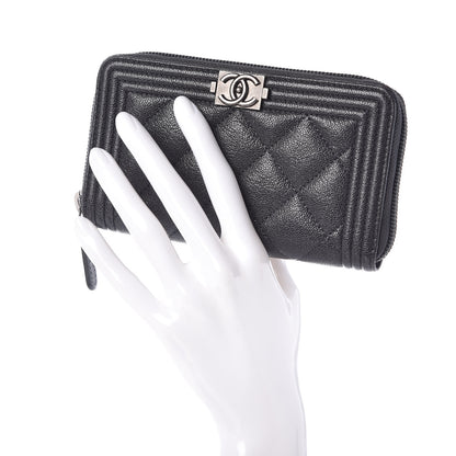 Chanel Iridescent Caviar Quilted Small Boy Zip Around Wallet Grey 2 of 9