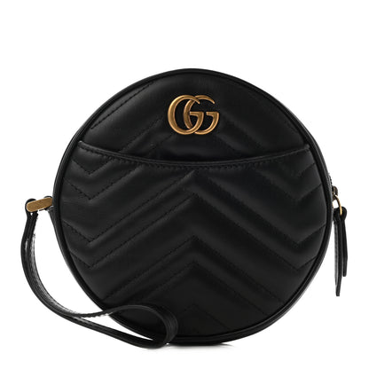 Gucci Calfskin Matelasse GG Marmont Round Wrist Wallet Black 1 of 7