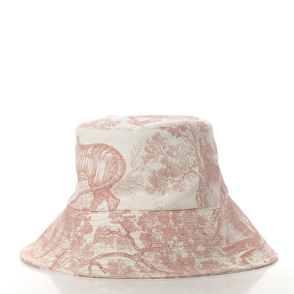 Christian Dior Cotton Dioriviera Toile De Jouy Bob Brim Bucket Hat 57 Rose 3 of 8