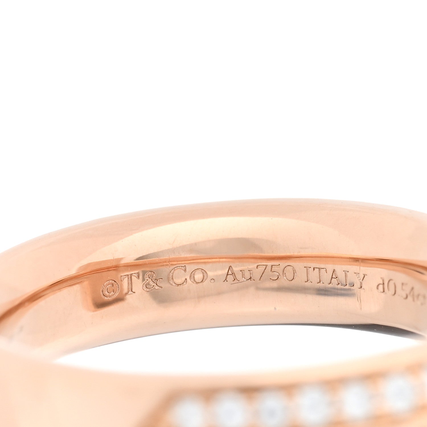 Tiffany 18K Rose Gold Diamond Wide T T1 Ring 52 6 4 of 5
