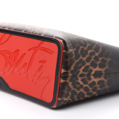 Christian Louboutin Calfskin Degrade Leopard Print Spikes East West Cabata Tote Black Multi 7 of 9