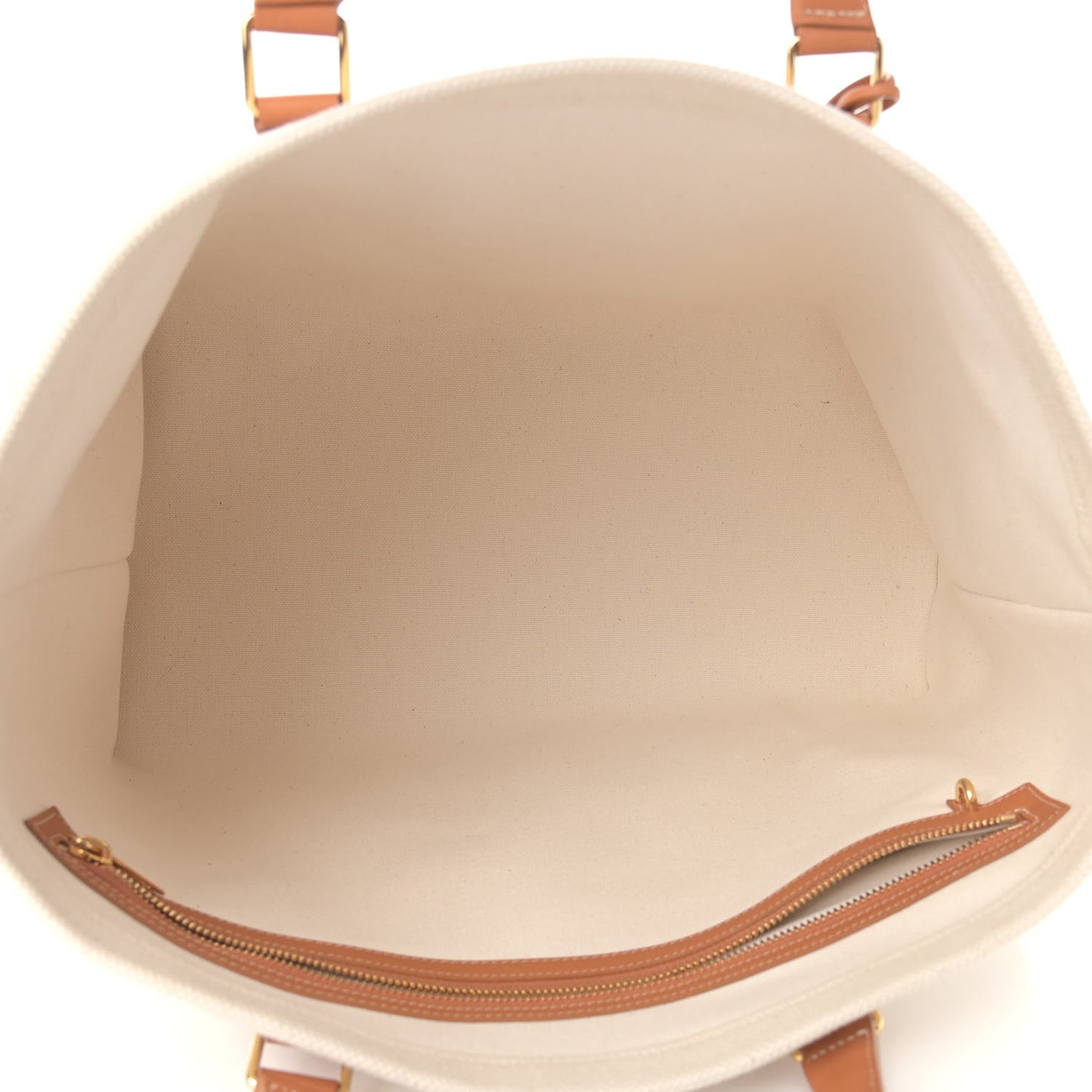Canvas Calfskin Horizontal Cabas Natural Tan