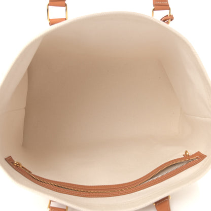 Celine Canvas Calfskin Horizontal Cabas Natural Tan 9 of 12