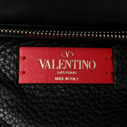 Valentino Garavani Grainy Calfskin Rockstud Flap Crossbody Bag Black 6 of 9