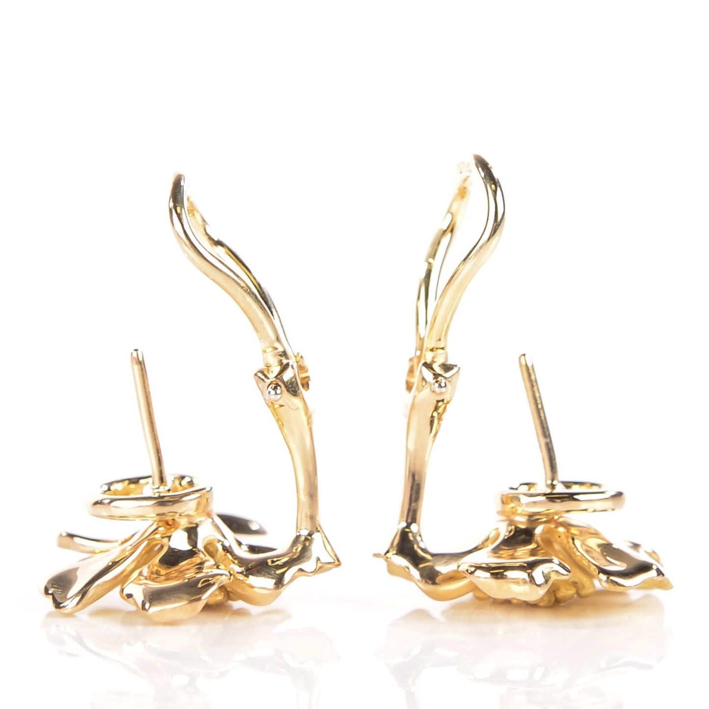 18K Yellow Gold Dogwood Flower Earrings