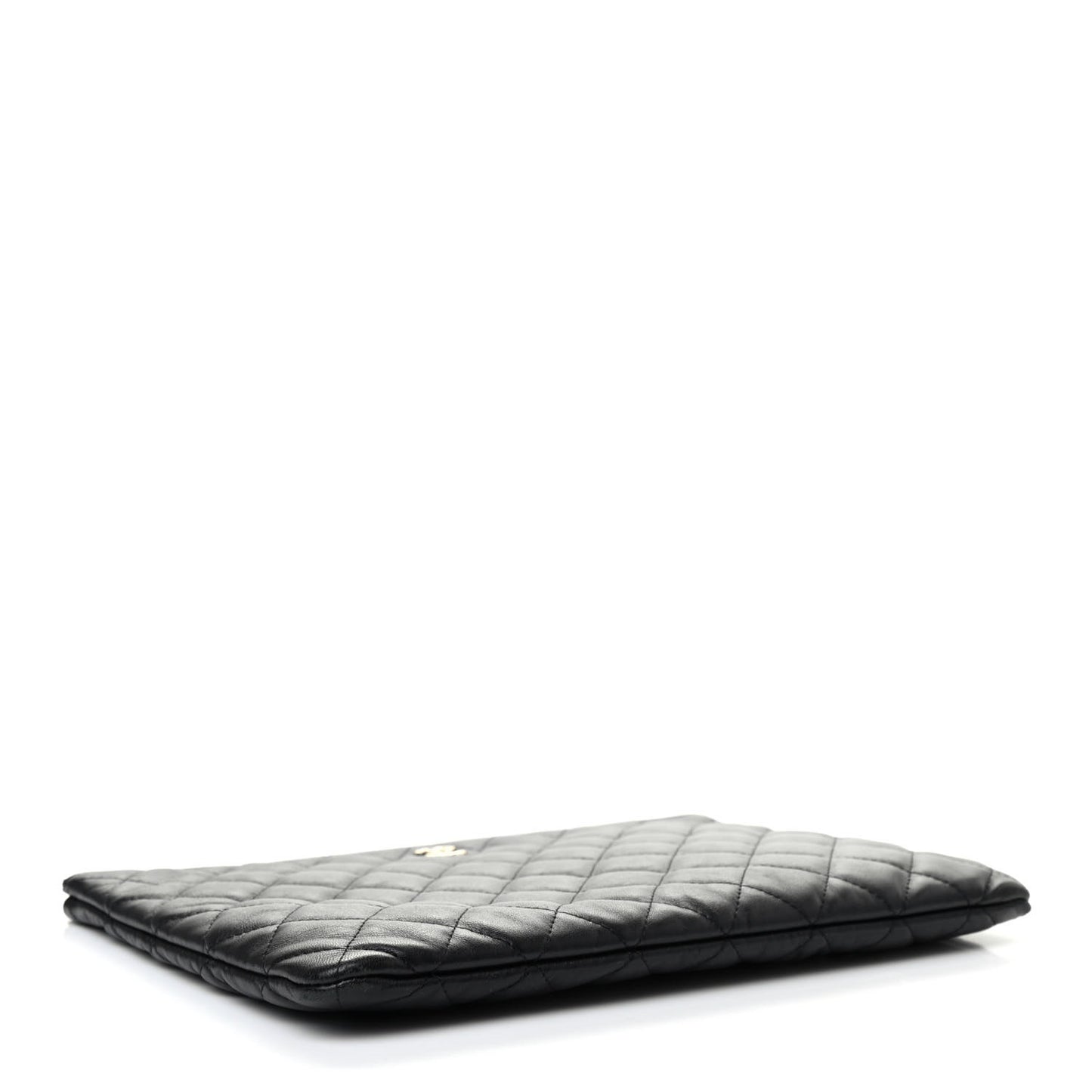 Lambskin Quilted Medium Cosmetic Case Black