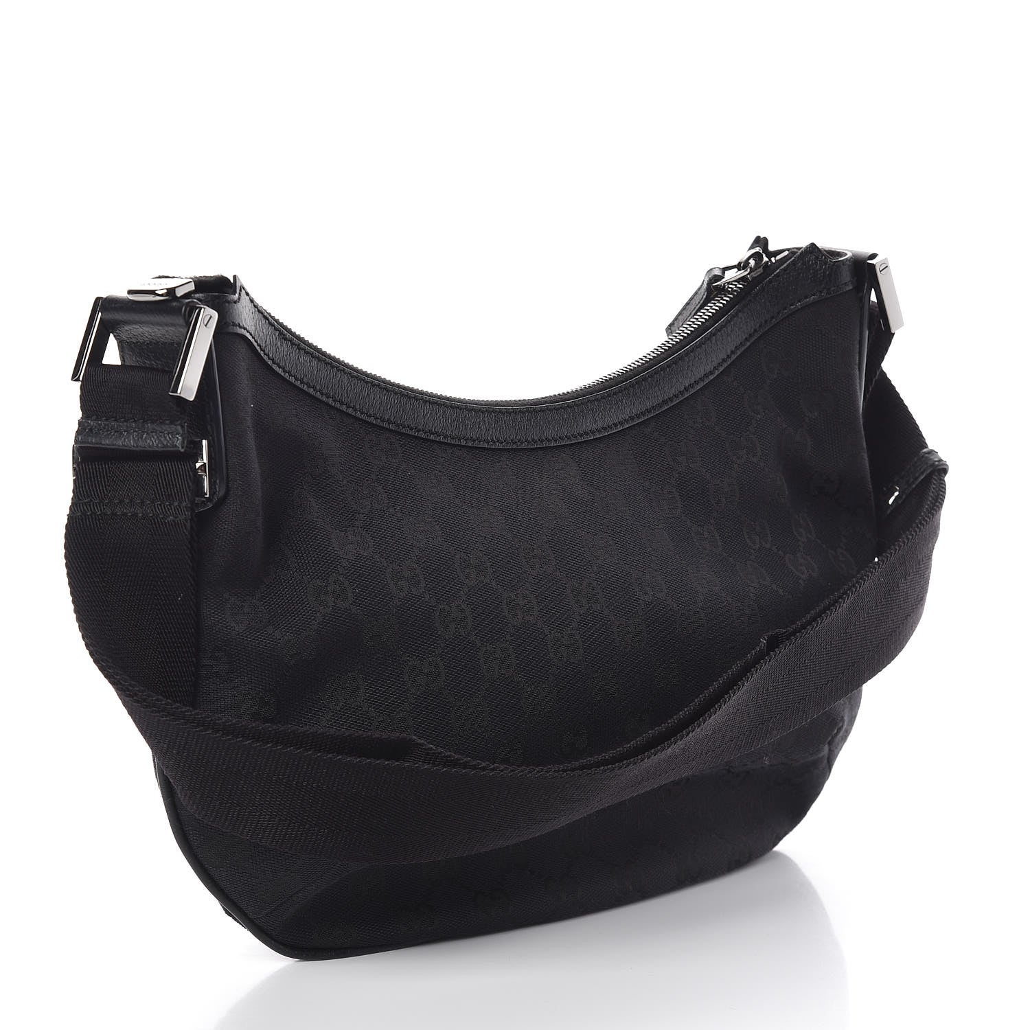 Gucci Monogram Medium Half Moon Hobo Black 3 of 8