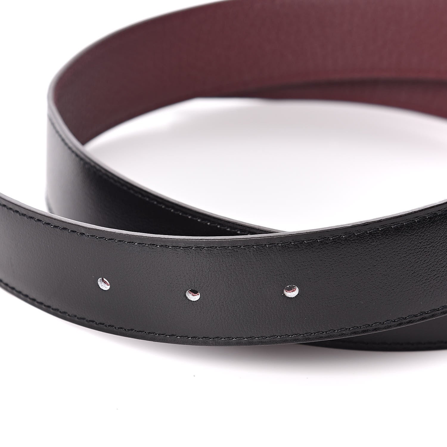 Hermes Box Togo 32mm Belt Strap 85 Black Bordeaux 3 of 5