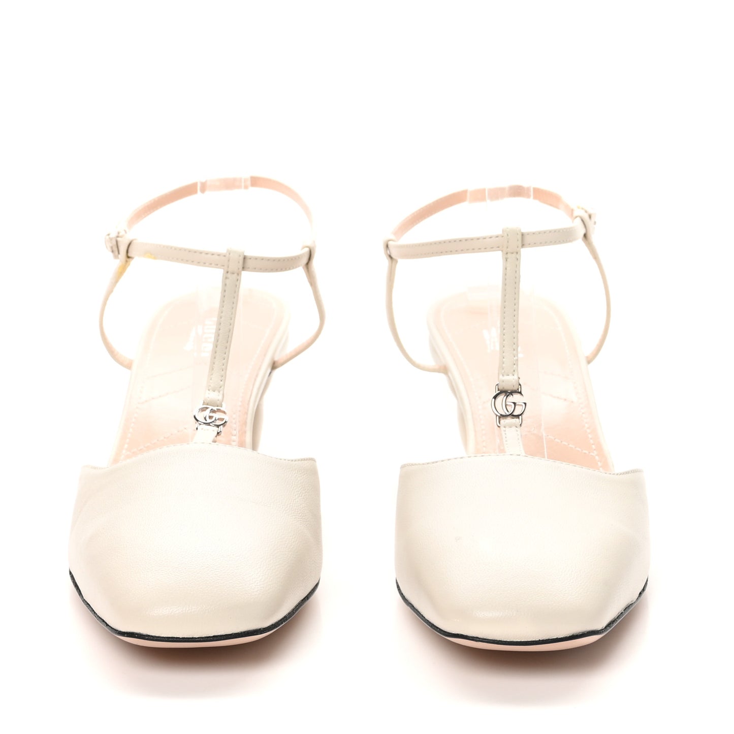 Nappa Charlotte Petite GG 55mm Slingback Pumps 40 New Mystic White