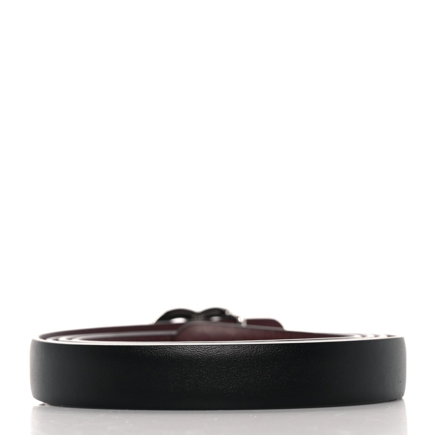 Calfskin CC Reversible Belt 95 Black Burgundy