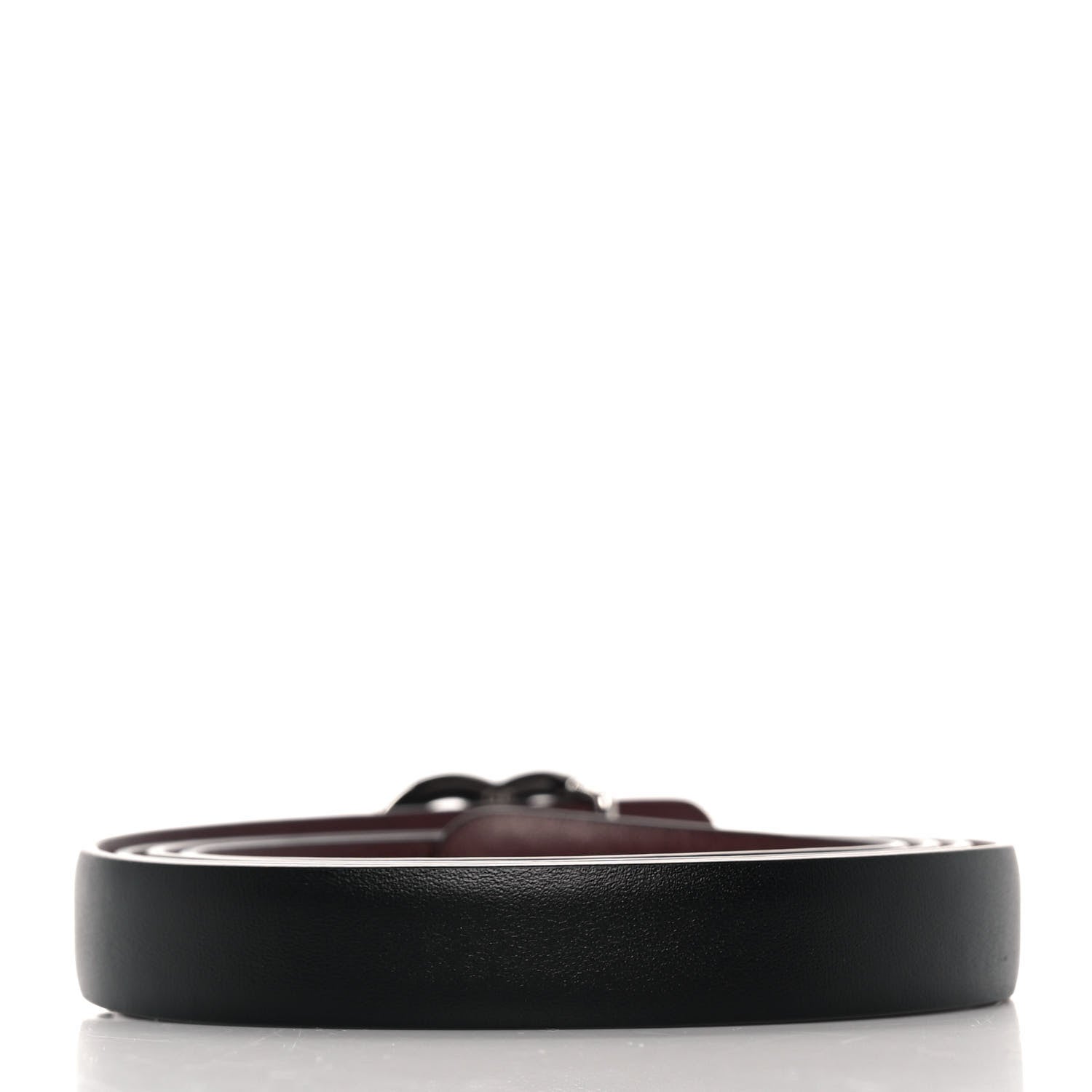 Chanel Calfskin CC Reversible Belt 95 Black Burgundy 2 of 4