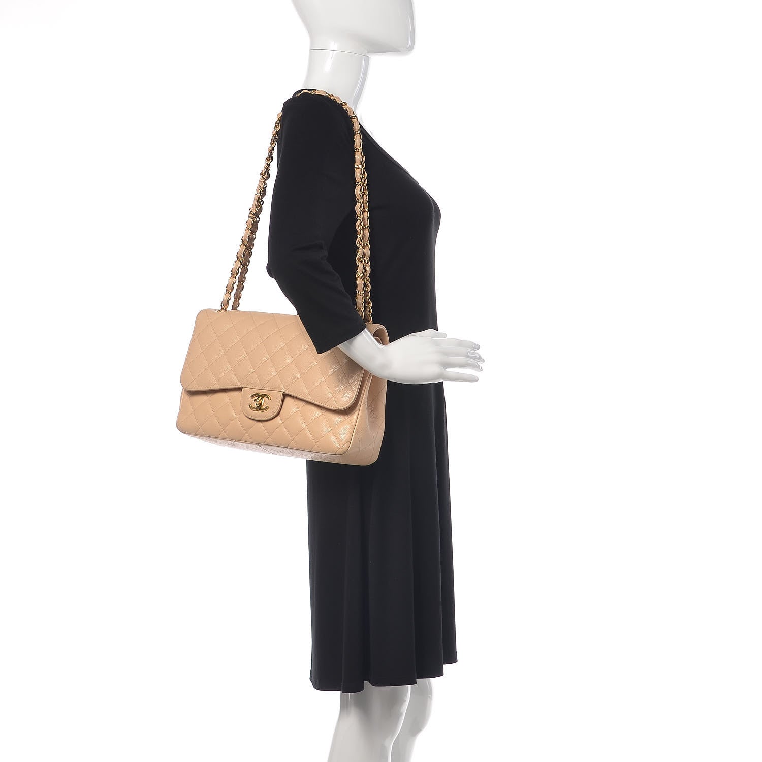Chanel Caviar Quilted Jumbo Double Flap Beige Clair 2 of 19