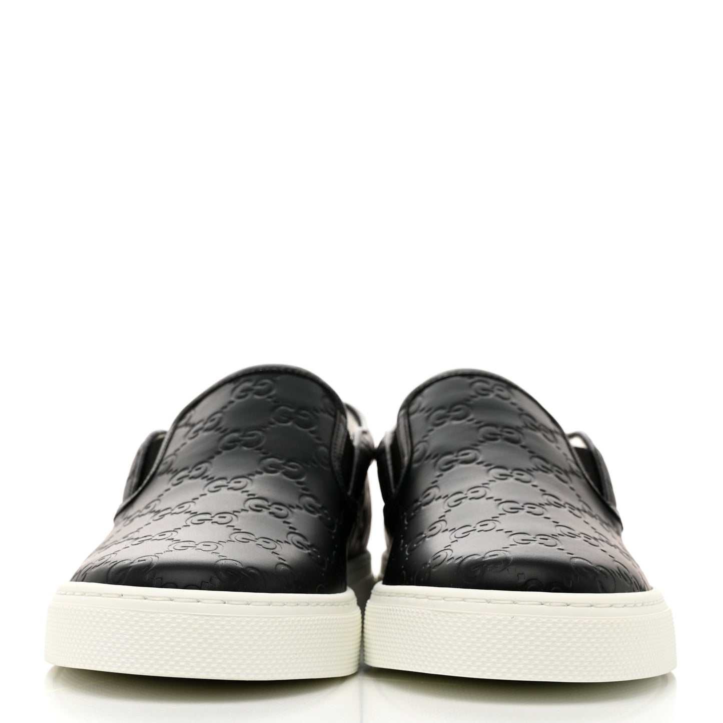 Calfskin GG Monogram Embossed Perforated Mens Dublin Slip On Sneakers 8 Black