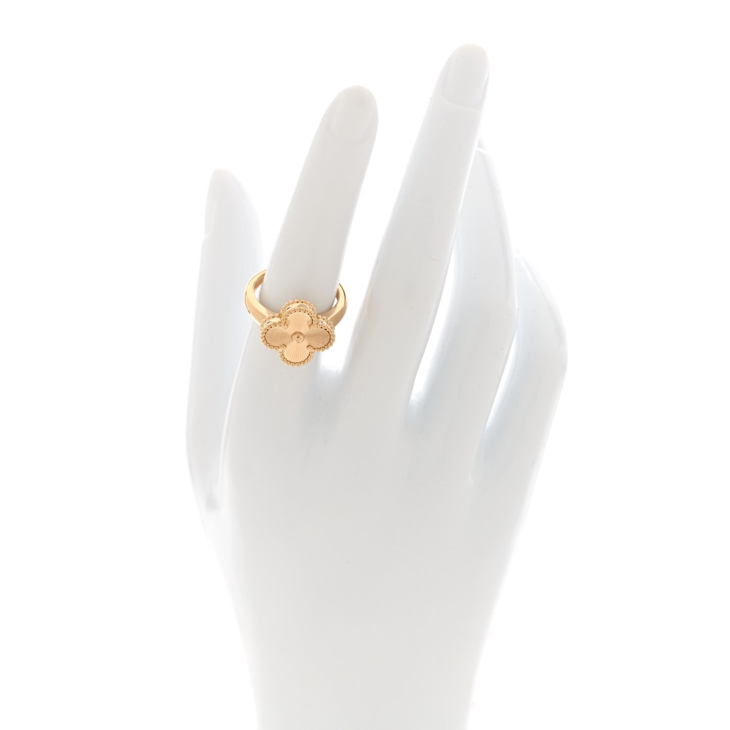 18K Yellow Gold Guilloche Vintage Alhambra Ring 53 6.5