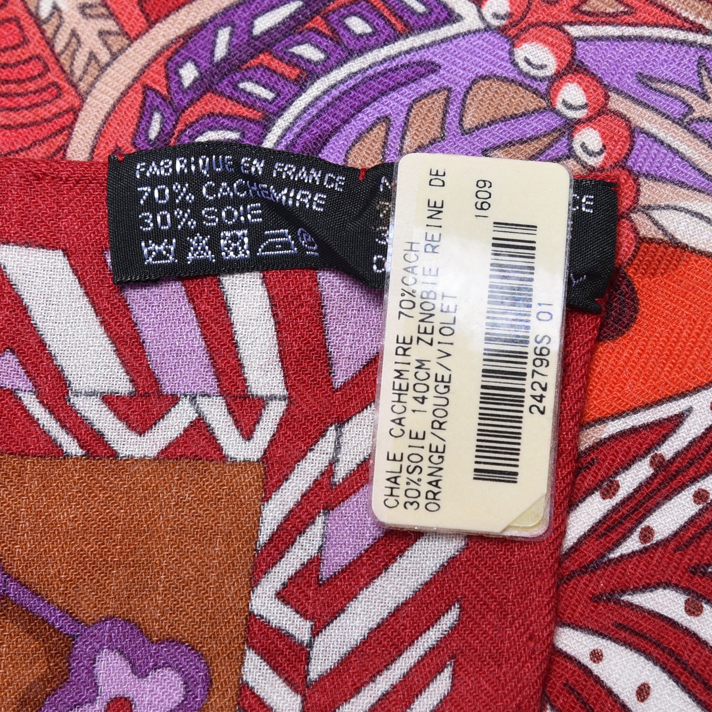 Cashmere Silk Zenobie Reine De Palmyre Scarf 140 Orange Rouge Violet