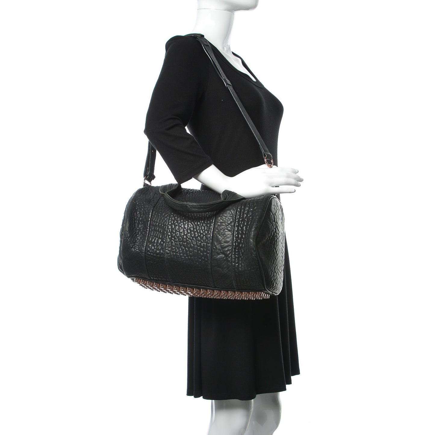 Pebbled Lambskin Rocco Black Rose Gold Hardware