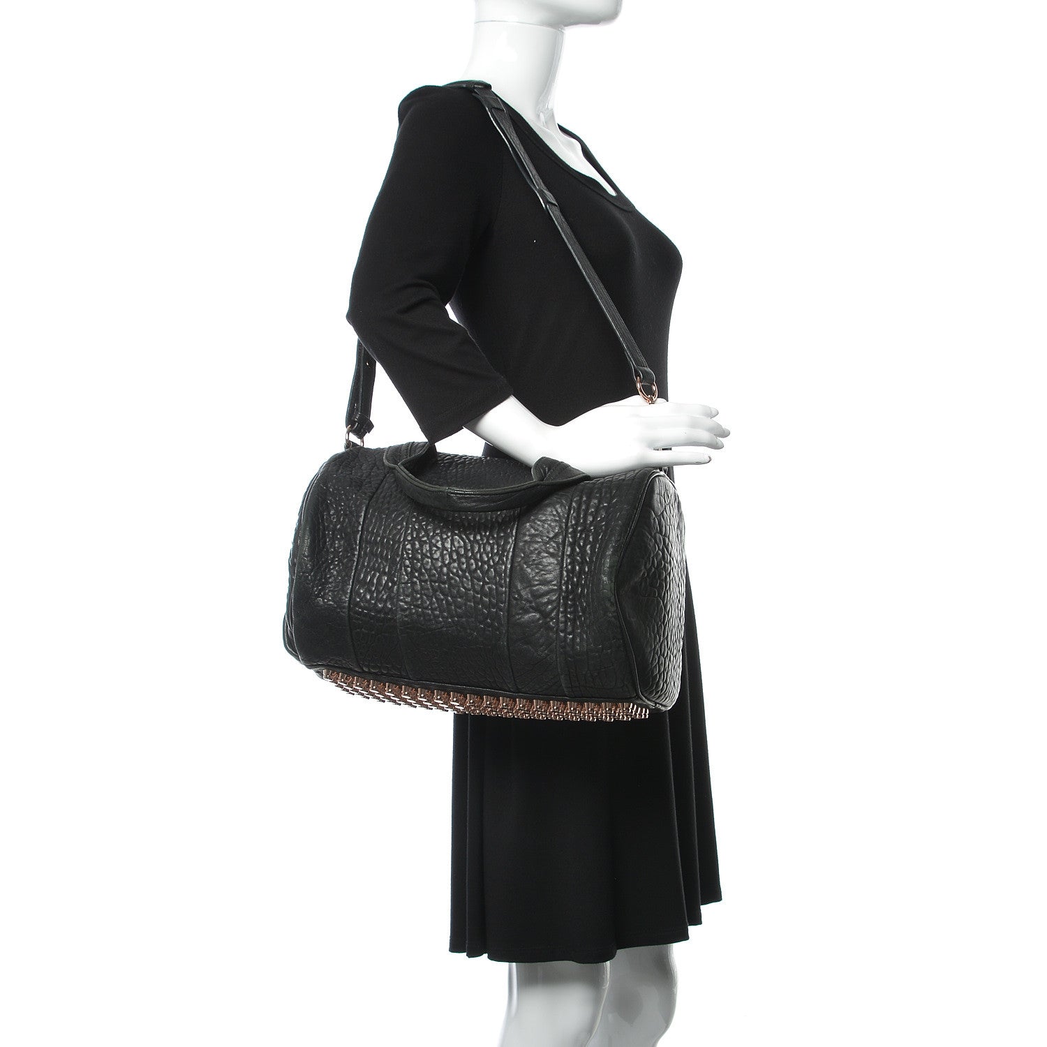 Alexander Wang Pebbled Lambskin Rocco Black Rose Gold Hardware 2 of 17