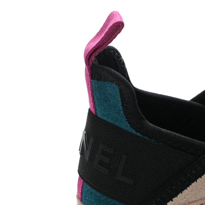 Chanel Suede Calfskin Nylon Grosgrain CC Sneakers 36.5 Beige Pink 9 of 13