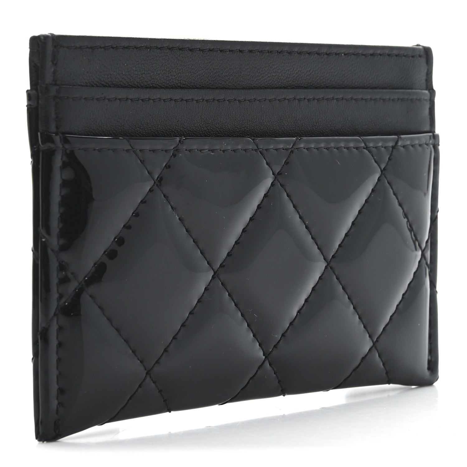 Chanel Patent Calfskin Quilted Card Holder Black 3 of 9