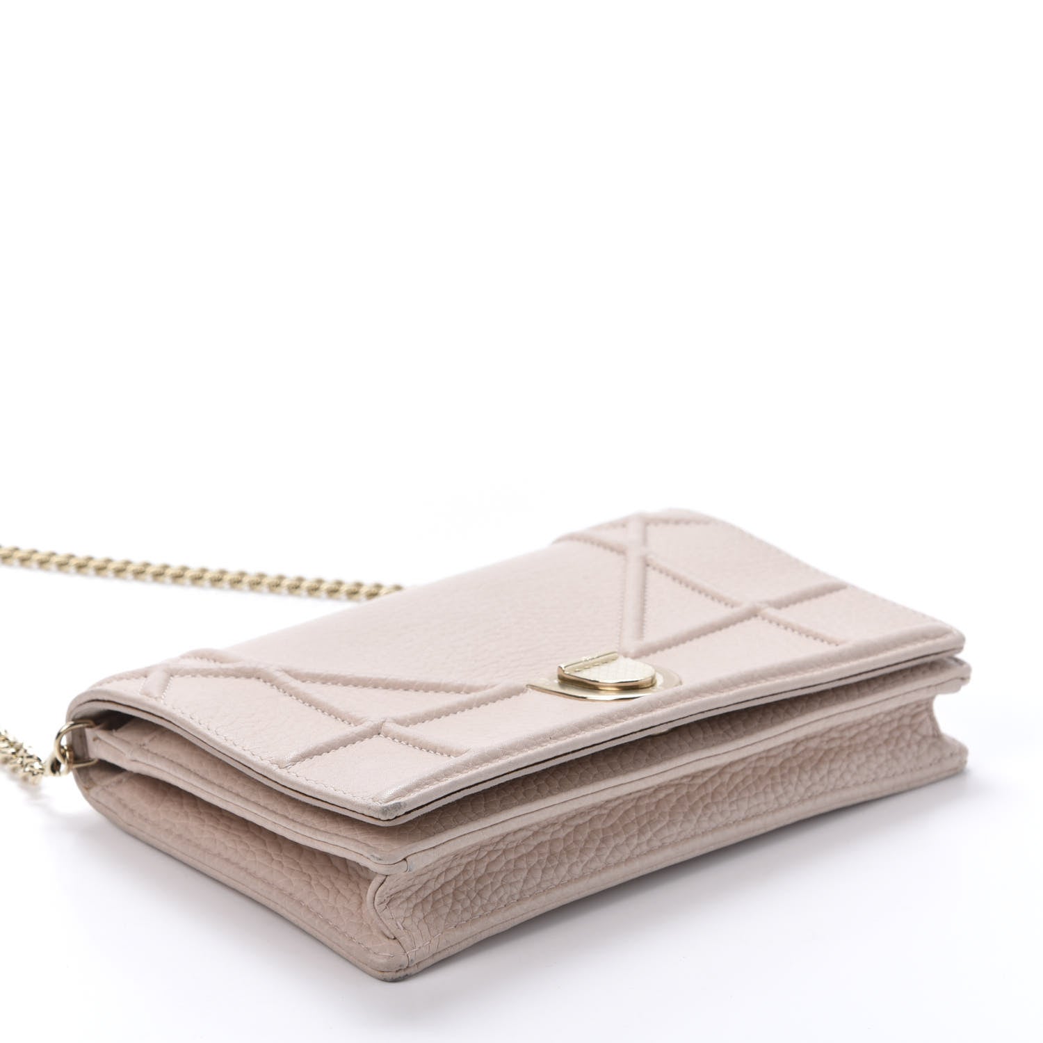 Christian Dior Grained Calfskin Diorama Wallet on Chain Pouch Nude 3 of 11