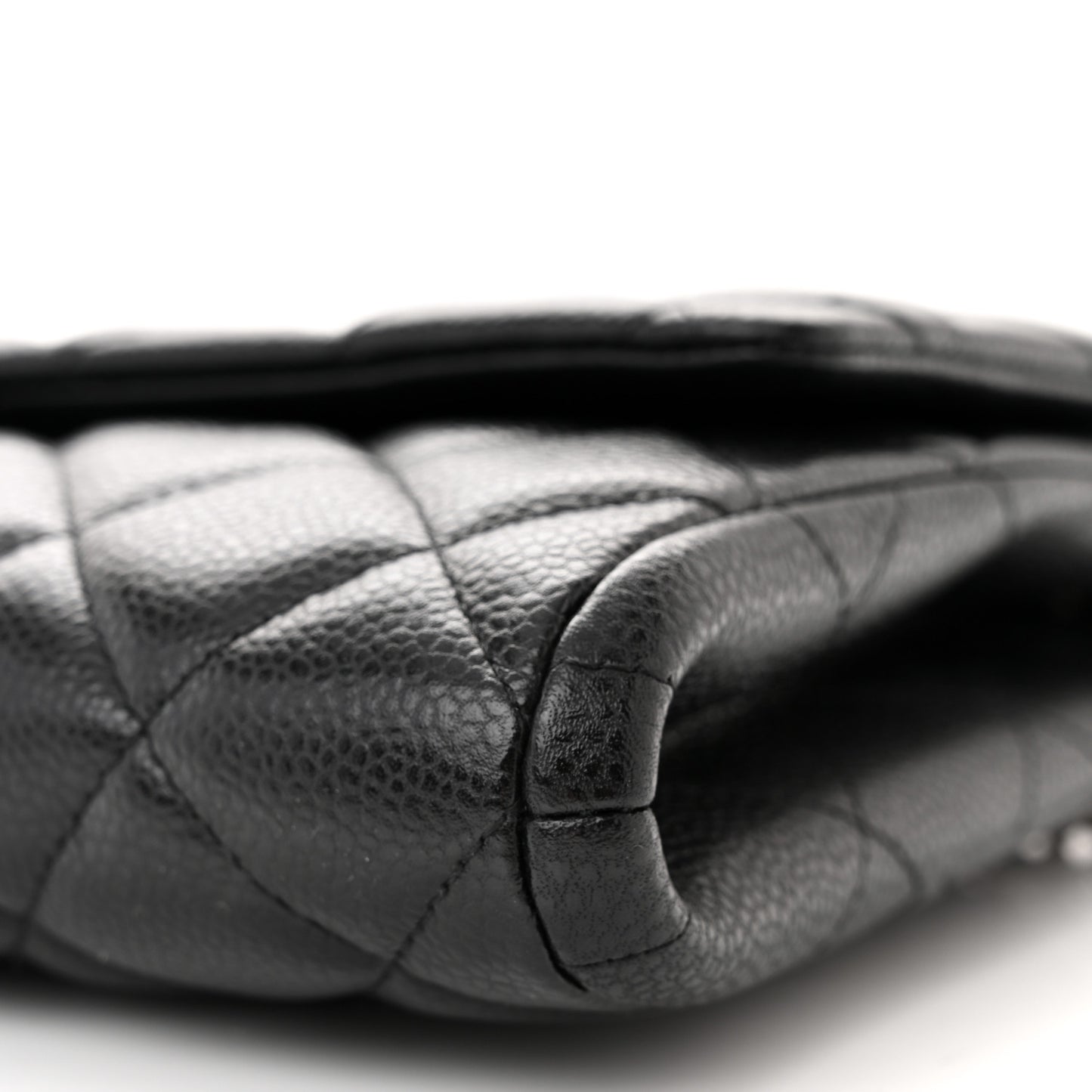 Caviar Quilted Clutch With Chain Flap Black