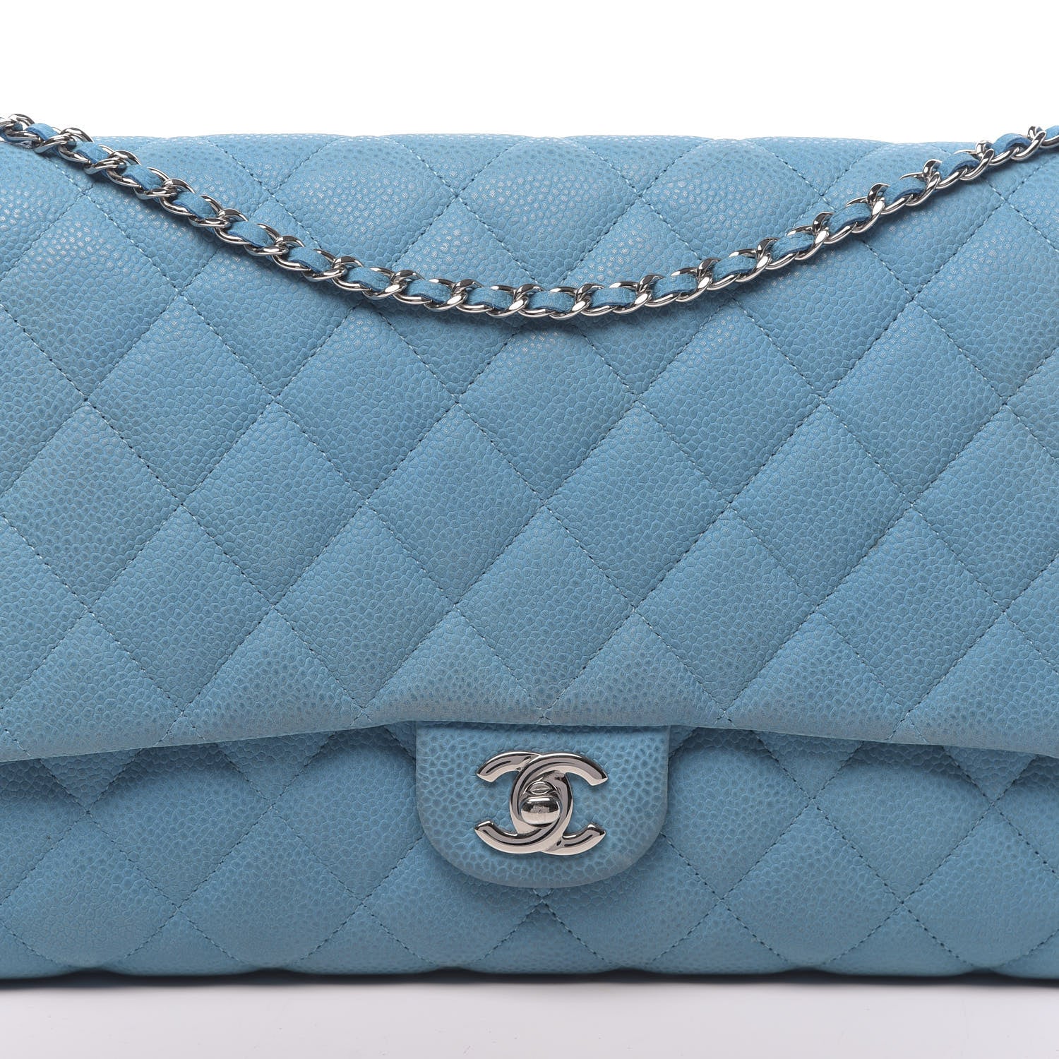 Chanel Iridescent Caviar Quilted Clutch With Chain Flap Blue 11 of 11